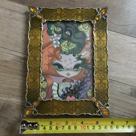 Y2K Metal, Gem and Enamel Photo Desk Frame With Junko Mizuno Promo Card - Picture 6 of 9